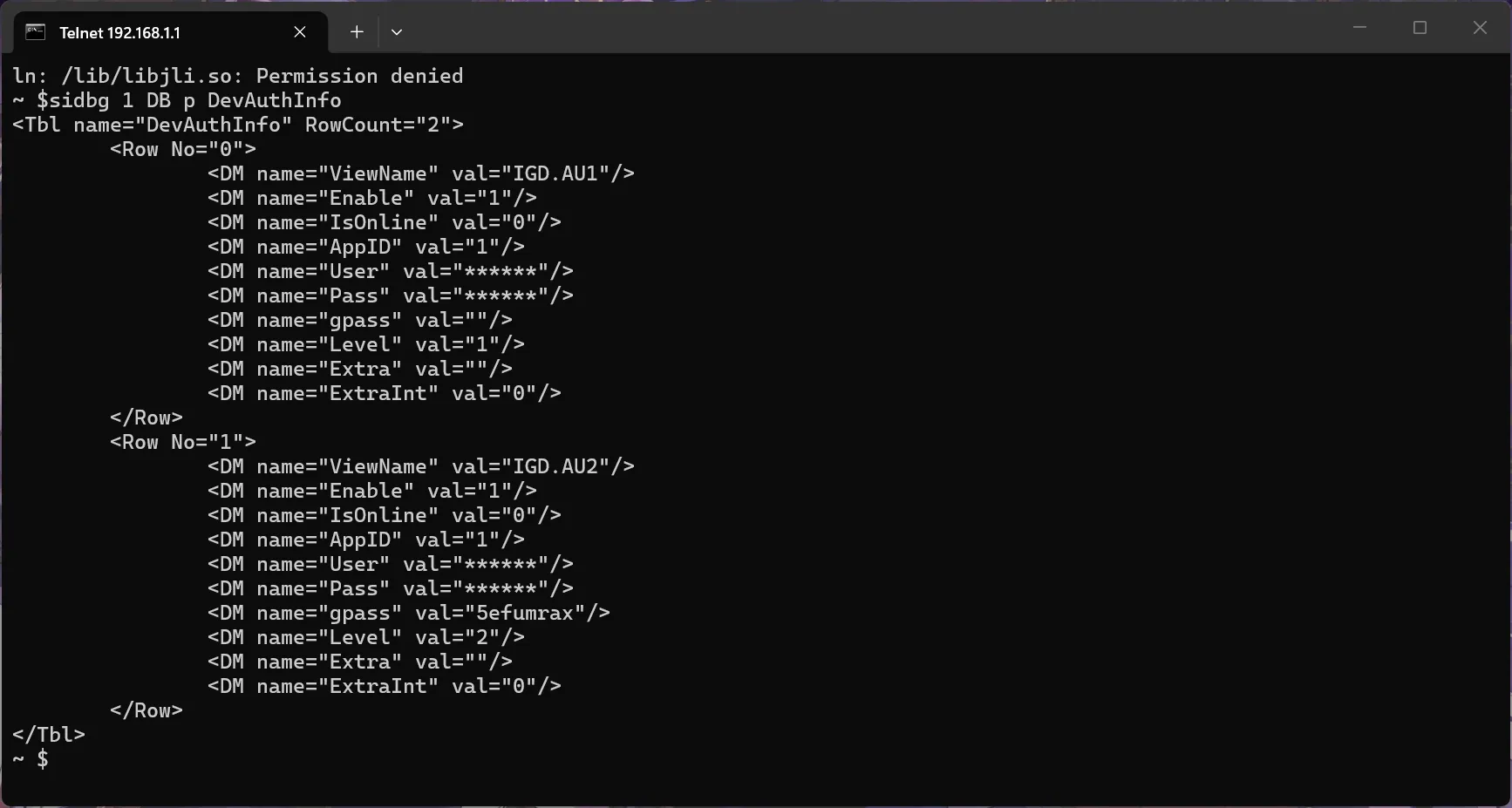查询 DevAuthInfo 信息