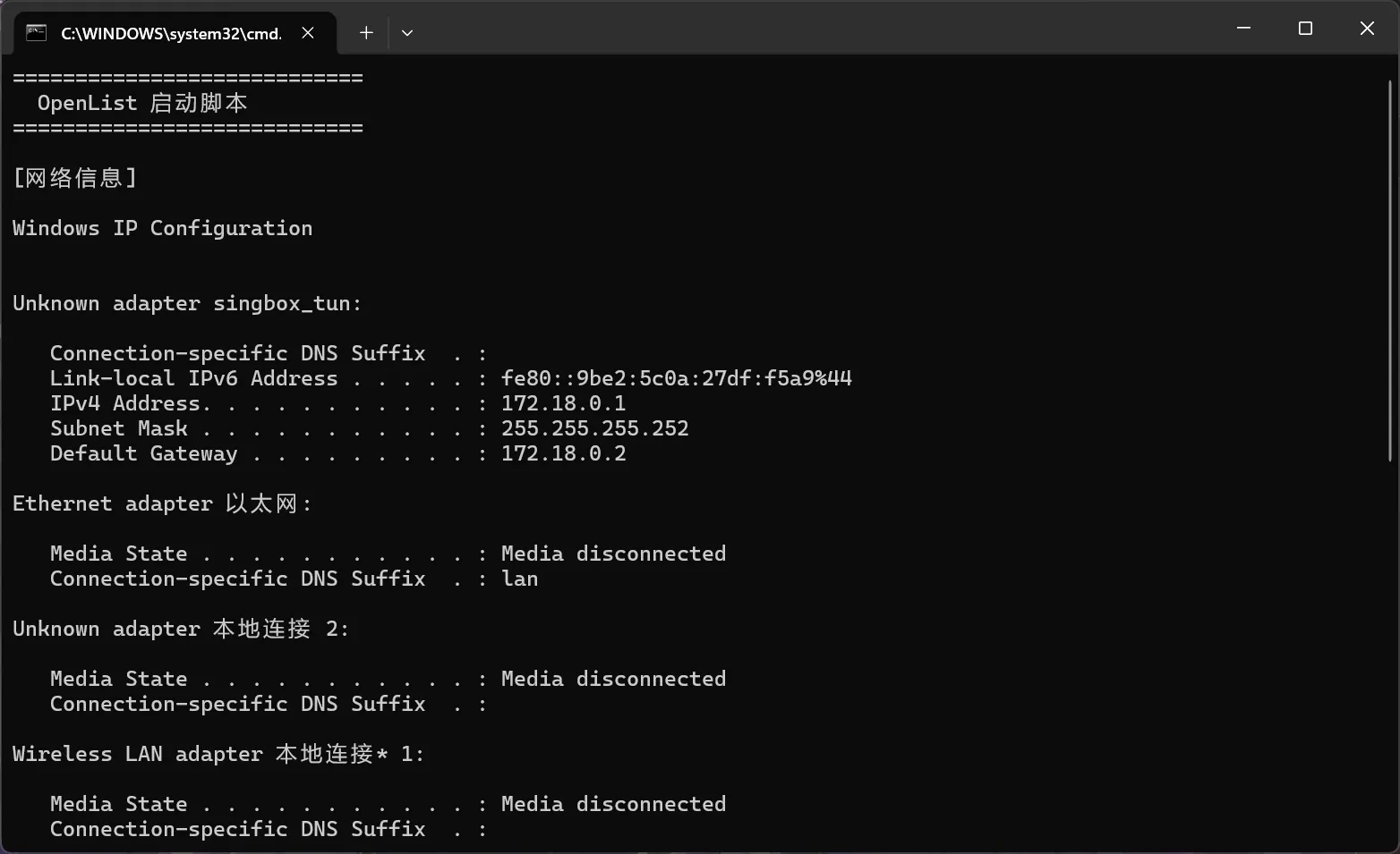 双击启动 bat